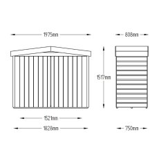 Technical dimensions diagram for Forest Shiplap Apex Large Outdoor Store 6x3 outdoor storage unit