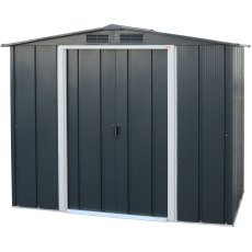 6 x 4 Sapphire Apex Metal Shed in Anthracite Grey - angled view doors closed