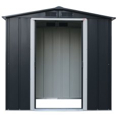 6 x 4 Sapphire Apex Metal Shed in Anthracite Grey - front view doors open