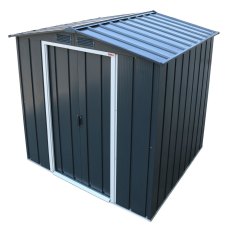 6x6 Sapphire Apex Metal Shed in Anthracite Grey - angled top view