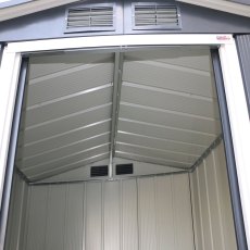 6x6 Sapphire Apex Metal Shed in Anthracite Grey - image through door of roof