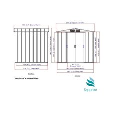 6x6 Sapphire Apex Metal Shed in Anthracite Grey - diagram