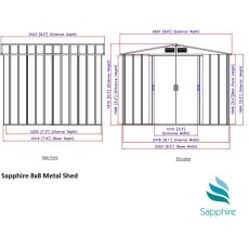 Sapphire 8 x 8 (2.52m x 2.32m) Sapphire Apex Metal Shed in Green