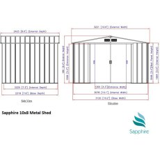 Sapphire 10 x 8 (3.12m x 2.32m) Sapphire Apex Metal Shed in Green