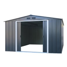 10 x 10 Sapphire Apex Metal Shed (Anthracite Grey) - doors open