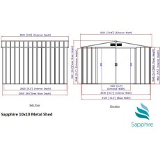 10 x 10 Sapphire Apex Metal Shed (Anthracite Grey) - diagram