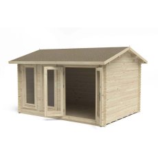 13 x 10 Forest Chiltern Log Cabin - 3/4 view doors open