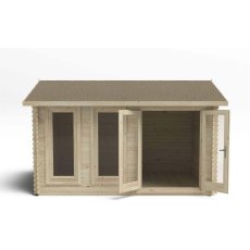 13 x 10 Forest Chiltern Log Cabin - front view doors open