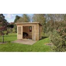 6 x 10 Forest Harwood Pent Log Cabin - in situ