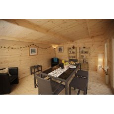 13 x 16 Forest Mendip Pent Log Cabin - set as a dining room