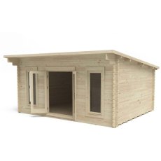 13 x 16 Forest Mendip Pent Log Cabin - 3/4 view