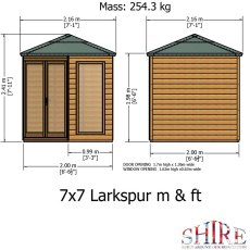 7x7 Shire Larkspur Corner Summerhouse - Dimensions