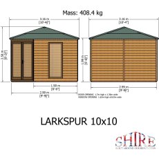 10 x 10 Shire Larkspur Corner Summerhouse - Dimensions