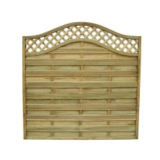 Front view of 6ft Forest Europa Prague pressure treated fence panel with decorative lattice top