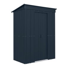 5 x 3 Globel Pent Metal Shed In Grey - isolated angle view, doors closed