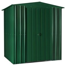 Isolated view of 6 x 3 Lotus Apex Metal Shed in Heritage Green with sliding doors closed