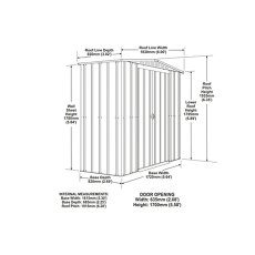 6 x 3 Globel Apex Metal Shed In Heritage Green - dimensions