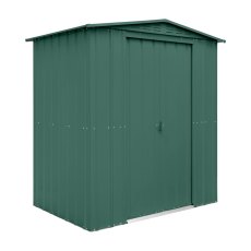 6x4 Globel Lotus Apex Metal Shed in Green - isolated angle view, doors closed
