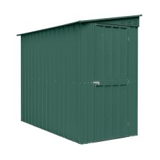 4 x 8 Globel Lean-To Metal Shed In Green - isolated angle view, doors closed