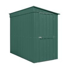 4 x 8 Globel Lean-To Metal Shed In Green - isolated angle view,