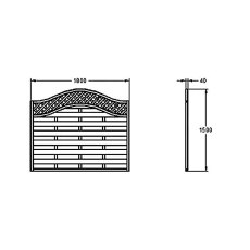 Technical diagram of Forest Europa Prague 5ft fence panel with dimensions and curved lattice design