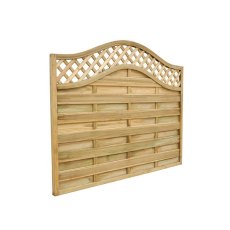 Forest Europa Prague 5ft wooden fence panel with decorative curved lattice top – angled view