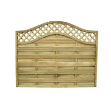 Forest Europa Prague 5ft fence panel front view showing horizontal slats and arched lattice top