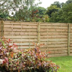 Pressure treated 6ft Forest Europa plain fence panel installed in a garden setting