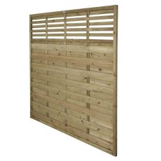 Angled view of Forest Europa Kyoto 6ft decorative slatted fence panel