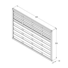 Technical drawing of Forest Europa Kyoto 4ft fence panel dimensions