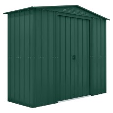 8 x 3 Globel Lotus Apex Metal Shed In Heritage Green - isolated angle view
