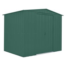 8 X 6 Globel Lotus Apex Metal Shed In Green - isolated angle view, doors closed