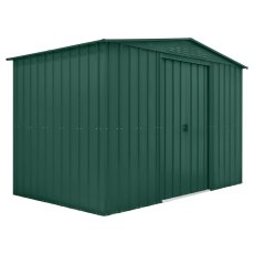 10 x 6 Globel Apex Metal Shed In Green - isolated angle view, doors closed