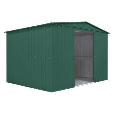 10 x 8 Globel Apex Metal Shed In Green - isolated angle view
