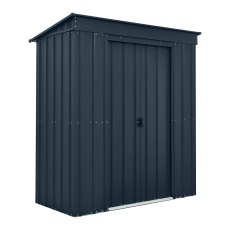 6 x 3 Globel Lotus Pent Metal Shed In Grey - isolated angle view, doors closed