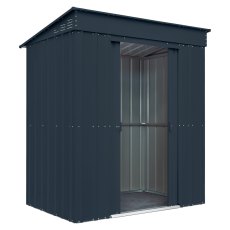6 X 4 Globel Pent Metal Shed In Grey - isolated angle view
