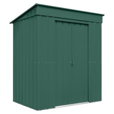 6 X 4 Globel Lotus Pent Metal Shed In Green - isolated angle view, doors closed