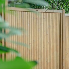 Forest Noise Reduction Fence Panel with blurred garden foreground