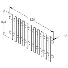 3ft High Forest Pale Fence Panel - dimensions