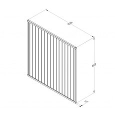 Technical dimensions drawing of Forest Vertical Tongue and Groove Fence Panel
