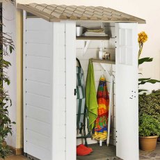 Shire Tuscany EVO 100 Plastic Pent Store - in situ