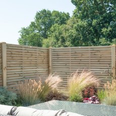 6ft High (1800mm) Forest Double Slatted Fence Panel - Pressure Treated, in situ, garden view