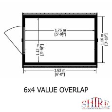 6 x 4 Shire Value Overlap Pressure Treated Shed with Single Door - Windowless - floor plan