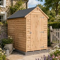 6x4 Shire Value Overlap Windowless Shed - in situ, angle view