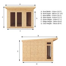 10 x 16 (3.18m x 4.83m) Mercia Insulated Garden Room - Dimensions
