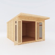 10 x 14 (3.10m x 4.10m) Mercia Insulated Garden Room - White Background, Doors Open