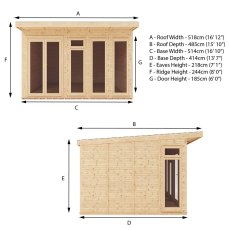 17 x 14 (5.10m x 4.10m) Mercia Insulated Garden Room - Dimensions