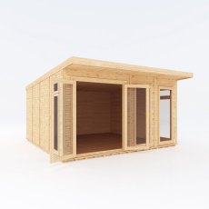 14 x 14 (4.10m x 4.10m) Mercia Insulated Garden Room - Front View - White Background, Doors Open