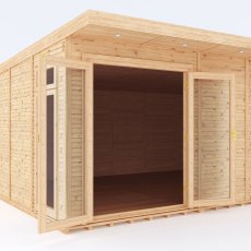 20 x 14 (6.10m x 4.10m) Mercia Insulated Garden Room - Angle View - Open Doors