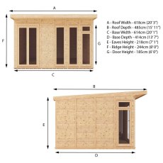 20 x 14 (6.10m x 4.10m) Mercia Insulated Garden Room - Dimensions